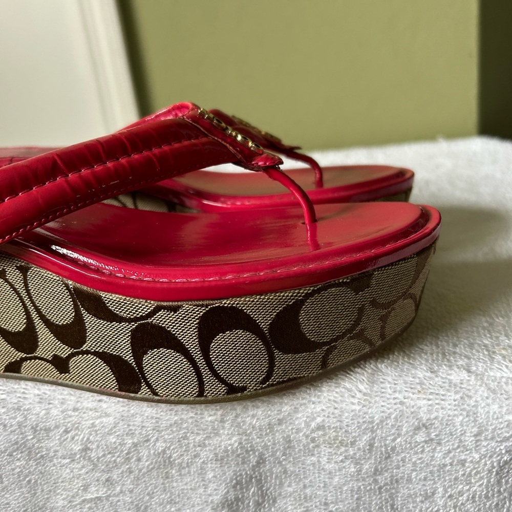 Coach Nella Women's Pink Wedge Sandals - Picture 6 of 12